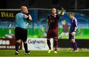 23 August 2019; Stephen Walsh of Galway United protests to referee Robert Rogers during the Extra.ie FAI Cup Second Round match between Galway United and Cork City at Eamonn Deacy Park in Galway. Photo by Eóin Noonan/Sportsfile
