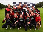 24 August 2019; Pembroke CC players celebrates following their side's victory during the Clear Currency Irish Senior Cup Final match between Waringstown CC and Pembroke CC at The Hills Cricket Club in Skerries, Dublin. Photo by Seb Daly/Sportsfile