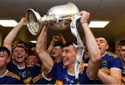 24 August 2019; Tipperary captain Craig Morgan and his team-mates celebrate with The James Nowlan Cup in the dressing room after the Bord Gáis Energy GAA Hurling All-Ireland U20 Championship Final match between Cork and Tipperary at LIT Gaelic Grounds in Limerick. Photo by Piaras Ó Mídheach/Sportsfile