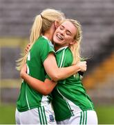 24 August 2019; Róisín McCusker and Shannan McQuaid, right, of Fermanagh after the TG4 All-Ireland Ladies Football Junior Championship Semi-Final match between Fermanagh and London at St Tiernach's Park in Clones, Monaghan. Photo by Ray McManus/Sportsfile