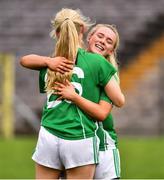 24 August 2019; Róisín McCusker, 26, and Shannan McQuaid of Fermanagh after the TG4 All-Ireland Ladies Football Junior Championship Semi-Final match between Fermanagh and London at St Tiernach's Park in Clones, Monaghan. Photo by Ray McManus/Sportsfile