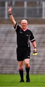 24 August 2019; Referee Gerry Carmody after issuing a Yellow Card during the TG4 All-Ireland Ladies Football Junior Championship Semi-Final match between Fermanagh and London at St Tiernach's Park in Clones, Monaghan. Photo by Ray McManus/Sportsfile