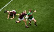 25 August 2019; Barbara Hannon of Galway in action against Aileen Gilroy of Mayo during the TG4 All-Ireland Ladies Senior Football Championship Semi-Final match between Galway and Mayo at Croke Park in Dublin. Photo by Eóin Noonan/Sportsfile