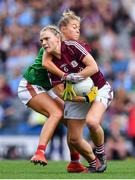 25 August 2019; Barbara Hannon of Galway in action against Sarah Rowe of Mayo during the TG4 All-Ireland Ladies Senior Football Championship Semi-Final match between Galway and Mayo at Croke Park in Dublin. Photo by Brendan Moran/Sportsfile