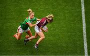 25 August 2019; Sinéad Burke of Galway is tackled by Sarah Rowe of Mayo during the TG4 All-Ireland Ladies Senior Football Championship Semi-Final match between Galway and Mayo at Croke Park in Dublin. Photo by Eóin Noonan/Sportsfile