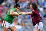 25 August 2019; Rachel Kearns of Mayo in action against Nicola Ward of Galway during the TG4 All-Ireland Ladies Senior Football Championship Semi-Final match between Galway and Mayo at Croke Park in Dublin. Photo by Brendan Moran/Sportsfile