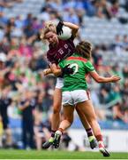 25 August 2019; Mairéad Seoighe of Galway in action against Sinéad Cafferky of Mayo during the TG4 All-Ireland Ladies Senior Football Championship Semi-Final match between Galway and Mayo at Croke Park in Dublin. Photo by Sam Barnes/Sportsfile