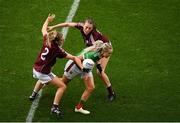 25 August 2019; Fiona Doherty of Mayo is tackled by Sinéad Burke, left, and Áine McDonagh of Galway during the TG4 All-Ireland Ladies Senior Football Championship Semi-Final match between Galway and Mayo at Croke Park in Dublin. Photo by Eóin Noonan/Sportsfile