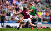 25 August 2019; Sarah Rowe of Mayo in action against Sinéad Burke of Galway during the TG4 All-Ireland Ladies Senior Football Championship Semi-Final match between Galway and Mayo at Croke Park in Dublin. Photo by Sam Barnes/Sportsfile