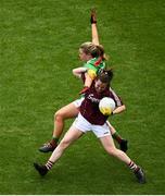 25 August 2019; Nicola Ward of Galway is tackled by Natasha Gaughan of Mayo during the TG4 All-Ireland Ladies Senior Football Championship Semi-Final match between Galway and Mayo at Croke Park in Dublin. Photo by Eóin Noonan/Sportsfile