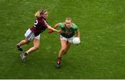 25 August 2019; Allanah Duffy of Mayo in action against Sinéad Burke of Galway during the TG4 All-Ireland Ladies Senior Football Championship Semi-Final match between Galway and Mayo at Croke Park in Dublin. Photo by Eóin Noonan/Sportsfile