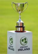 25 August 2019; A view of the trophy prior to the All-Ireland T20 Cricket Final match between CIYMS and Malahide at Stormont in Belfast. Photo by Seb Daly/Sportsfile