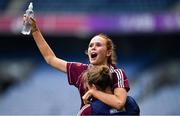 25 August 2019; Olivia Divilly of Galway celebrates at the final whistle of the TG4 All-Ireland Ladies Senior Football Championship Semi-Final match between Galway and Mayo at Croke Park in Dublin. Photo by Brendan Moran/Sportsfile