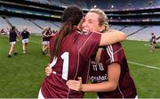 25 August 2019; Megan Glynn of Galway, right, celebrates with Fabienne Cooney following the TG4 All-Ireland Ladies Senior Football Championship Semi-Final match between Galway and Mayo at Croke Park in Dublin. Photo by Sam Barnes/Sportsfile