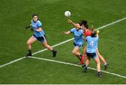 25 August 2019; Ciara O'Sullivan of Cork is tackled by Martha Byrne of Dublin during the TG4 All-Ireland Ladies Senior Football Championship Semi-Final match between Dublin and Cork at Croke Park in Dublin. Photo by Eóin Noonan/Sportsfile