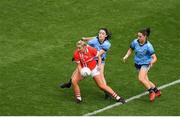 25 August 2019; Saoirse Noonan of Cork is tackled by Olwen Carey of Dublin during the TG4 All-Ireland Ladies Senior Football Championship Semi-Final match between Dublin and Cork at Croke Park in Dublin. Photo by Eóin Noonan/Sportsfile