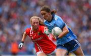 25 August 2019; Oonagh Whyte of Dublin in action against Eimear Kiely of Cork during the TG4 All-Ireland Ladies Senior Football Championship Semi-Final match between Dublin and Cork at Croke Park in Dublin. Photo by Sam Barnes/Sportsfile