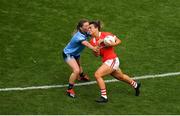 25 August 2019; Doireannn O’Sullivan of Cork is tackled by Aoife Kane of Dublin during the TG4 All-Ireland Ladies Senior Football Championship Semi-Final match between Dublin and Cork at Croke Park in Dublin. Photo by Eóin Noonan/Sportsfile