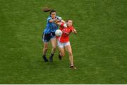 25 August 2019; Aisling Hutchings of Cork is tackled by Lyndsey Davey of Dublin during the TG4 All-Ireland Ladies Senior Football Championship Semi-Final match between Dublin and Cork at Croke Park in Dublin. Photo by Eóin Noonan/Sportsfile