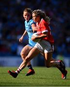 25 August 2019; Orla Finn of Cork in action against Aoife Kane of Dublin during the TG4 All-Ireland Ladies Senior Football Championship Semi-Final match between Dublin and Cork at Croke Park in Dublin. Photo by Sam Barnes/Sportsfile