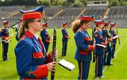 24 August 2019; Members of  the Artane Band before the TG4 All-Ireland Ladies Football Junior Championship Semi-Final match between Louth and Antrim at St Tiernach's Park in Clones, Monaghan. Photo by Ray McManus/Sportsfile