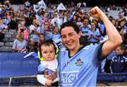 25 August 2019; Lyndsey Davey of Dublin, celebrates with her niece Caoimhe Davey, following the the TG4 All-Ireland Ladies Senior Football Championship Semi-Final match between Dublin and Cork at Croke Park in Dublin. Photo by Sam Barnes/Sportsfile