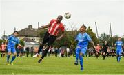 25 August 2019; Boby Mazono of Lucan United in action against Sam Burgess of Crumlin United during the Extra.ie FAI Cup Second Round match between Crumlin United and Lucan United at CBS Captain's Road in Crumlin, Dublin. Photo by David Fitzgerald/Sportsfile