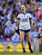 25 August 2019; Ciara Trant of Dublin celebrates her side's second goal during the TG4 All-Ireland Ladies Senior Football Championship Semi-Final match between Dublin and Cork at Croke Park in Dublin. Photo by Sam Barnes/Sportsfile
