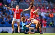 25 August 2019; Ciara O'Sullivan of Cork in action against Lauren Magee of Dublin during the TG4 All-Ireland Ladies Senior Football Championship Semi-Final match between Dublin and Cork at Croke Park in Dublin. Photo by Sam Barnes/Sportsfile