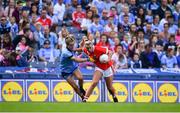 25 August 2019; Saoirse Noonan of Cork in action against Martha Byrne of Dublin during the TG4 All-Ireland Ladies Senior Football Championship Semi-Final match between Dublin and Cork at Croke Park in Dublin. Photo by Sam Barnes/Sportsfile