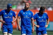 24 August 2019; Scott Fardy, centre, Ryan Baird, left, and Barry Daly of Leinster during warm-ups before the pre-season friendly match between Canada and Leinster at Tim Hortons Field in Hamilton, Canada. Photo by Kevin Sousa/Sportsfile
