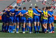 24 August 2019; The Leinster team huddle ahead of the pre-season friendly match between Canada and Leinster at Tim Hortons Field in Hamilton, Canada. Photo by Kevin Sousa/Sportsfile