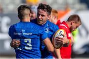 24 August 2019; Hugo Keenan, right, and Cian Kelleher of Leinster during the pre-season friendly match between Canada and Leinster at Tim Hortons Field in Hamilton, Canada. Photo by Kevin Sousa/Sportsfile