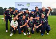25 August 2019; CIYMS players celebrate following their side's victory during the All-Ireland T20 Cricket Final match between CIYMS and Malahide at Stormont in Belfast. Photo by Seb Daly/Sportsfile