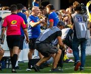 25 August 2019; Franck Azema coach of Clermont and Didier Bes assistant coach celebrates the victory during the LNR Top 14 match between ASM Clermont Auvergne and La Rochelle at Stade Marcel-Michelin in Clermont-Ferrand, France. Photo by Romain Biard/Sportsfile