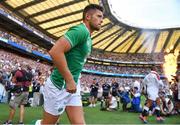 24 August 2019; Ross Byrne of Ireland runs out prior to the Quilter International match between England and Ireland at Twickenham Stadium in London, England. Photo by Brendan Moran/Sportsfile