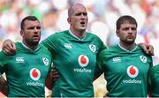 24 August 2019; Ireland players, from left, Tadhg Beirne, Devin Toner and Iain Henderson prior to the Quilter International match between England and Ireland at Twickenham Stadium in London, England. Photo by Brendan Moran/Sportsfile
