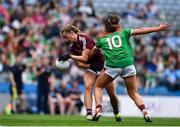 25 August 2019; Mairéad Seoighe of Galway in action against Sinéad Cafferky of Mayo during the TG4 All-Ireland Ladies Senior Football Championship Semi-Final match between Galway and Mayo at Croke Park in Dublin. Photo by Sam Barnes/Sportsfile