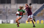 25 August 2019; Grace Kelly of Mayo in action against Sarah Lynch of Galway during the TG4 All-Ireland Ladies Senior Football Championship Semi-Final match between Galway and Mayo at Croke Park in Dublin. Photo by Sam Barnes/Sportsfile