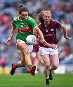 25 August 2019; Niamh Kelly of Mayo in action against Louise Ward of Galway during the TG4 All-Ireland Ladies Senior Football Championship Semi-Final match between Galway and Mayo at Croke Park in Dublin. Photo by Brendan Moran/Sportsfile