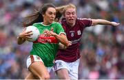 25 August 2019; Niamh Kelly of Mayo in action against Louise Ward of Galway during the TG4 All-Ireland Ladies Senior Football Championship Semi-Final match between Galway and Mayo at Croke Park in Dublin. Photo by Brendan Moran/Sportsfile
