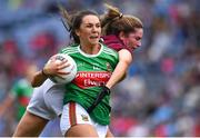 25 August 2019; Niamh Kelly of Mayo in action against Mairéad Seoighe of Galway during the TG4 All-Ireland Ladies Senior Football Championship Semi-Final match between Galway and Mayo at Croke Park in Dublin. Photo by Brendan Moran/Sportsfile