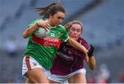 25 August 2019; Niamh Kelly of Mayo in action against Mairéad Seoighe of Galway during the TG4 All-Ireland Ladies Senior Football Championship Semi-Final match between Galway and Mayo at Croke Park in Dublin. Photo by Brendan Moran/Sportsfile