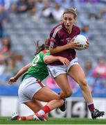 25 August 2019; Sinéad Burke of Galway in action against Niamh Kelly of Mayo during the TG4 All-Ireland Ladies Senior Football Championship Semi-Final match between Galway and Mayo at Croke Park in Dublin. Photo by Brendan Moran/Sportsfile