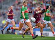 25 August 2019; Grace Kelly of Mayo in action against Orla Murphy of Galway during the TG4 All-Ireland Ladies Senior Football Championship Semi-Final match between Galway and Mayo at Croke Park in Dublin. Photo by Brendan Moran/Sportsfile