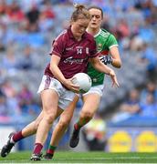 25 August 2019; Sarah Conneally of Galway in action against Ciara McManamon of Mayo during the TG4 All-Ireland Ladies Senior Football Championship Semi-Final match between Galway and Mayo at Croke Park in Dublin. Photo by Brendan Moran/Sportsfile