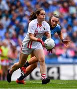 25 August 2019; Martina O'Brien of Cork in action against Niamh Hetherton of Dublin during the TG4 All-Ireland Ladies Senior Football Championship Semi-Final match between Dublin and Cork at Croke Park in Dublin. Photo by Sam Barnes/Sportsfile