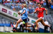 25 August 2019; Carla Rowe of Dublin in action against Eimear Meaney of Cork during the TG4 All-Ireland Ladies Senior Football Championship Semi-Final match between Dublin and Cork at Croke Park in Dublin. Photo by Sam Barnes/Sportsfile