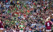 25 August 2019; Supporters cheer on their team during the TG4 All-Ireland Ladies Senior Football Championship Semi-Final match between Galway and Mayo at Croke Park in Dublin. Photo by Brendan Moran/Sportsfile
