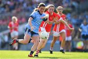 25 August 2019; Aoife Kane of Dublin in action against Aine O'Sullivan of Cork during the TG4 All-Ireland Ladies Senior Football Championship Semi-Final match between Dublin and Cork at Croke Park in Dublin. Photo by Brendan Moran/Sportsfile